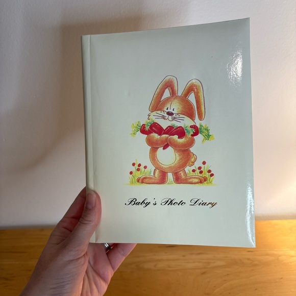 Vintage Baby Photo Diary Album Bunny Rabbit Shower Gift Present Memory Book - Picture 7 of 14